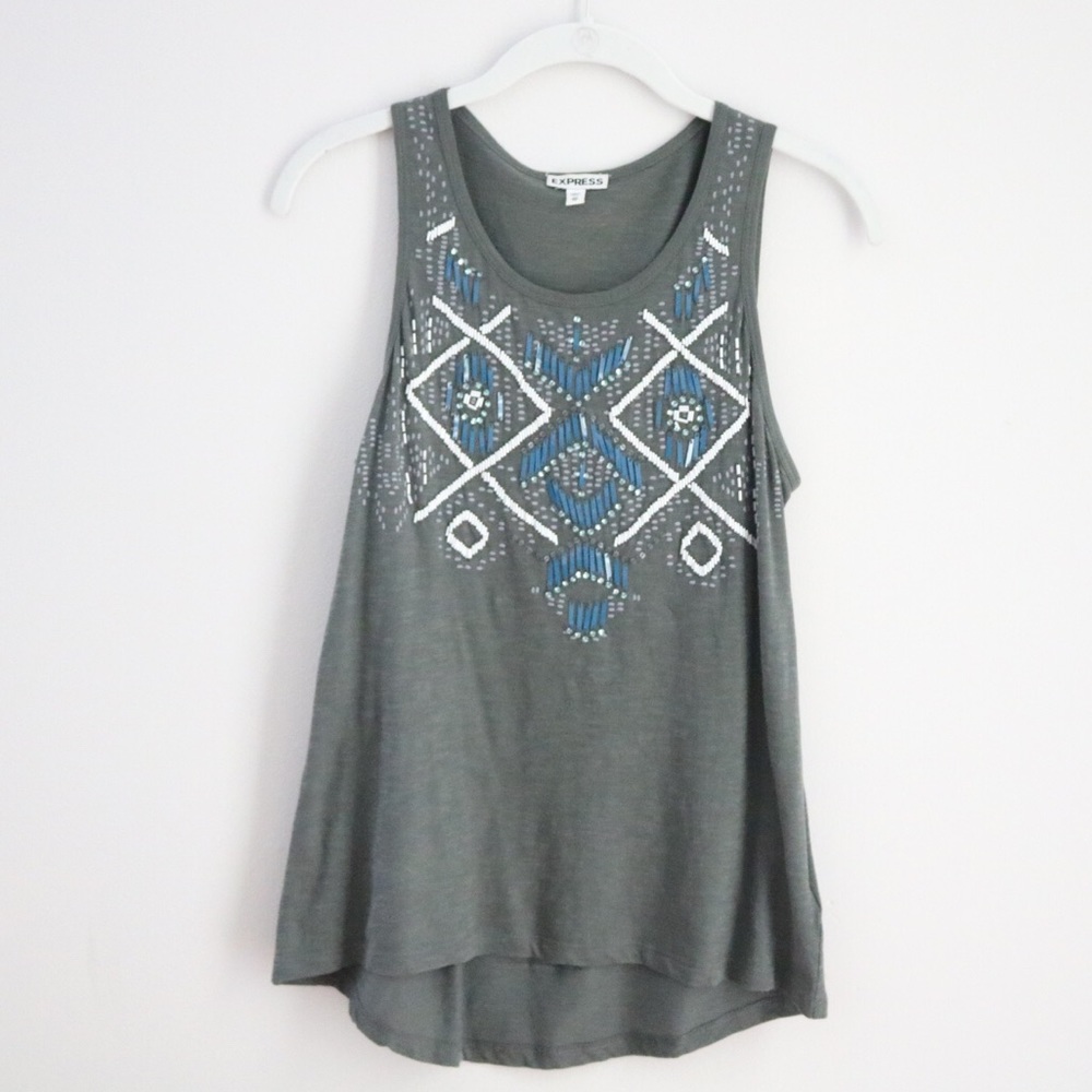 Beaded Dark Grey Tank